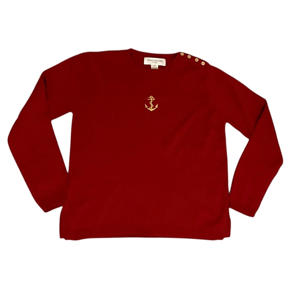 Vintage Jones New York Sport Red 100% Cotton Sweater